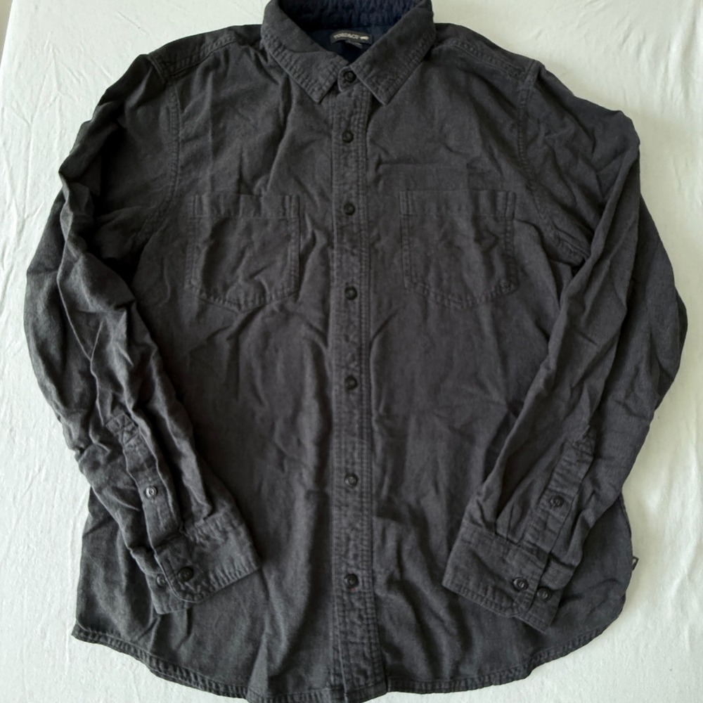 Toad&Co Flannagan Button Shirt Mens Sz M Grey Organic Cotton Flannel Sustainable